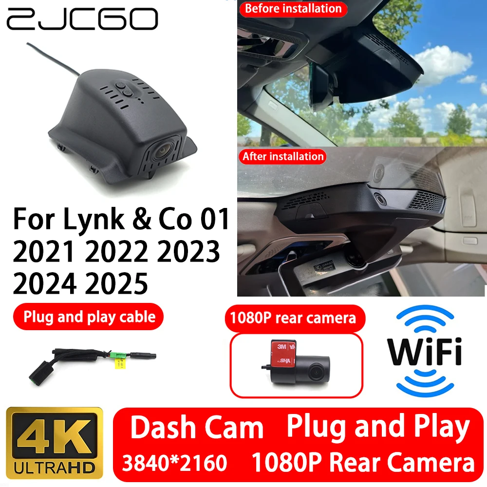 

﻿for Lynk & Co 01 2021 2022 2023 2024 2025 4K 2160P Front Rear Camera Dash Cam Wifi Plug and Play Video Recorde Loop Recording