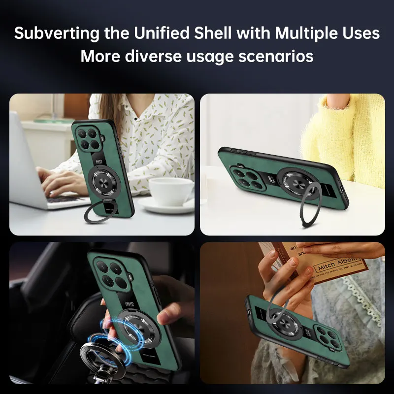 حافظة لهاتف Xiaomi MI 15T Pro جديدة راقية من الجلد العادي 360 حامل دوران مضاد للسقوط غطاء للزوجين لهاتف Xiaomi 15T Pro مقاوم للصدمات Funda #2