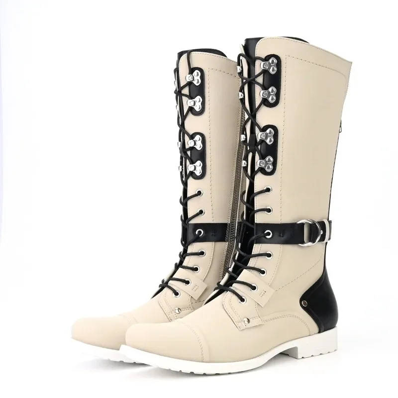 

High Quality Mens Lassic Western Cowboy Boots Fashion Retro Handmade Leather Boots Autumn Winter Men Tall Motorcycle Boots Botas