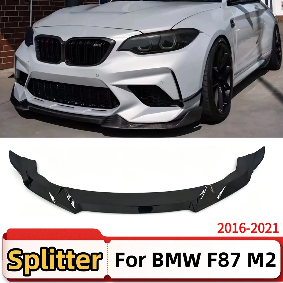 For BMW F87 M2 2016-2021 Front Air Dam Splitter Bumper Lip Deflector Diffuser Protector Carbon Fiber Look Tuning Car Accessories