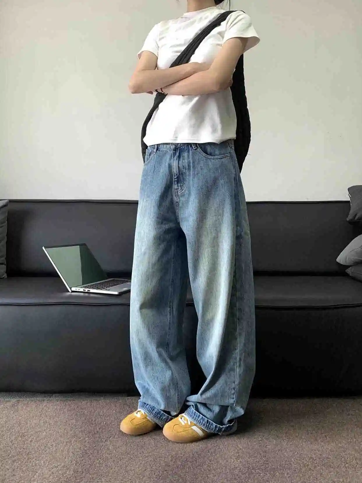 

Lifeasam American Retro Straight Leg Jeans Loose Fit Women's Denim Pants Waed out Sle Spring Autumn New Arrival