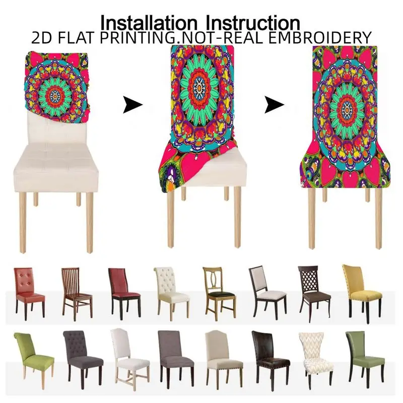 Stretch High Back Dining Chair Cover, Hydrangea Daisy Rose, Fence and Floral Pattern, Machine Washable All Inclusive Chair Cover