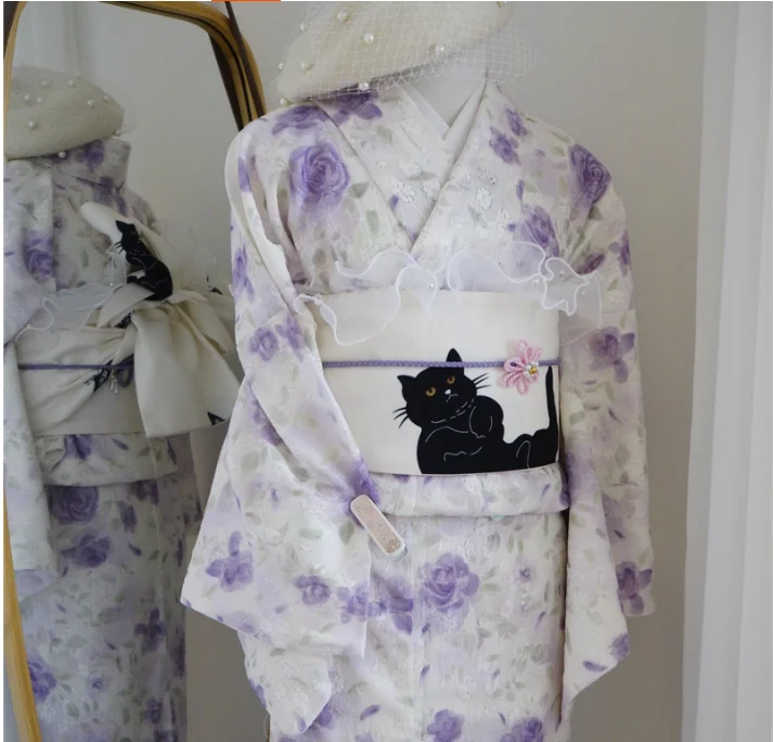 Novelty Evening Gown, Japanese Retro Clothing, Women's Lace Small Patterned Kimono
