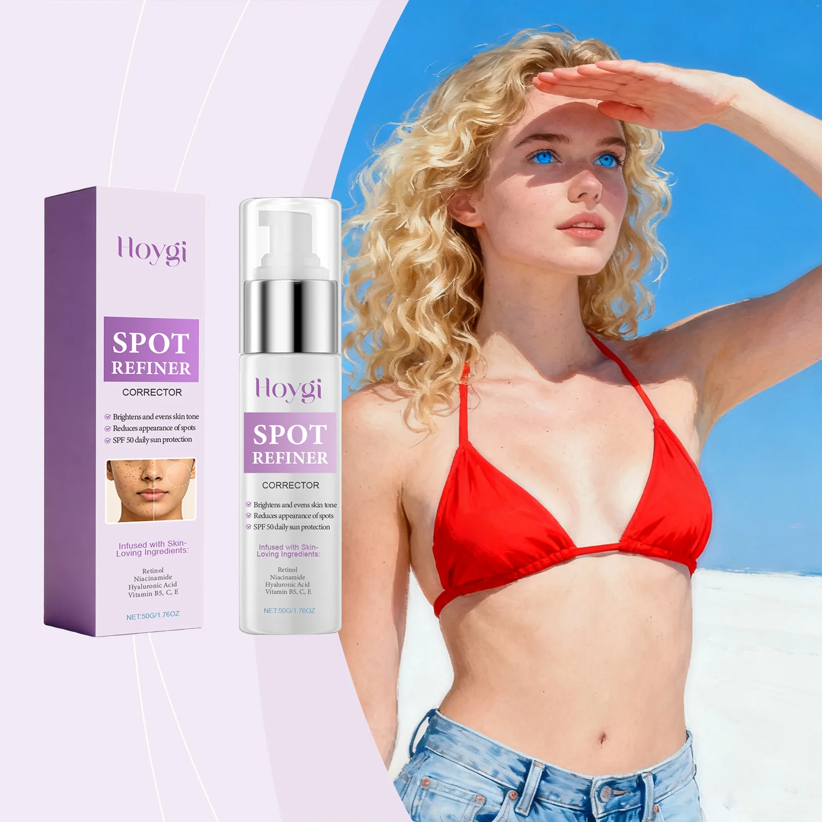 Spot Refiner Cream SPF Sunscreen Dark Spot Corrector Brightening Anti-Aging Face Moisturizer For Outdoor Facial Skin Protection