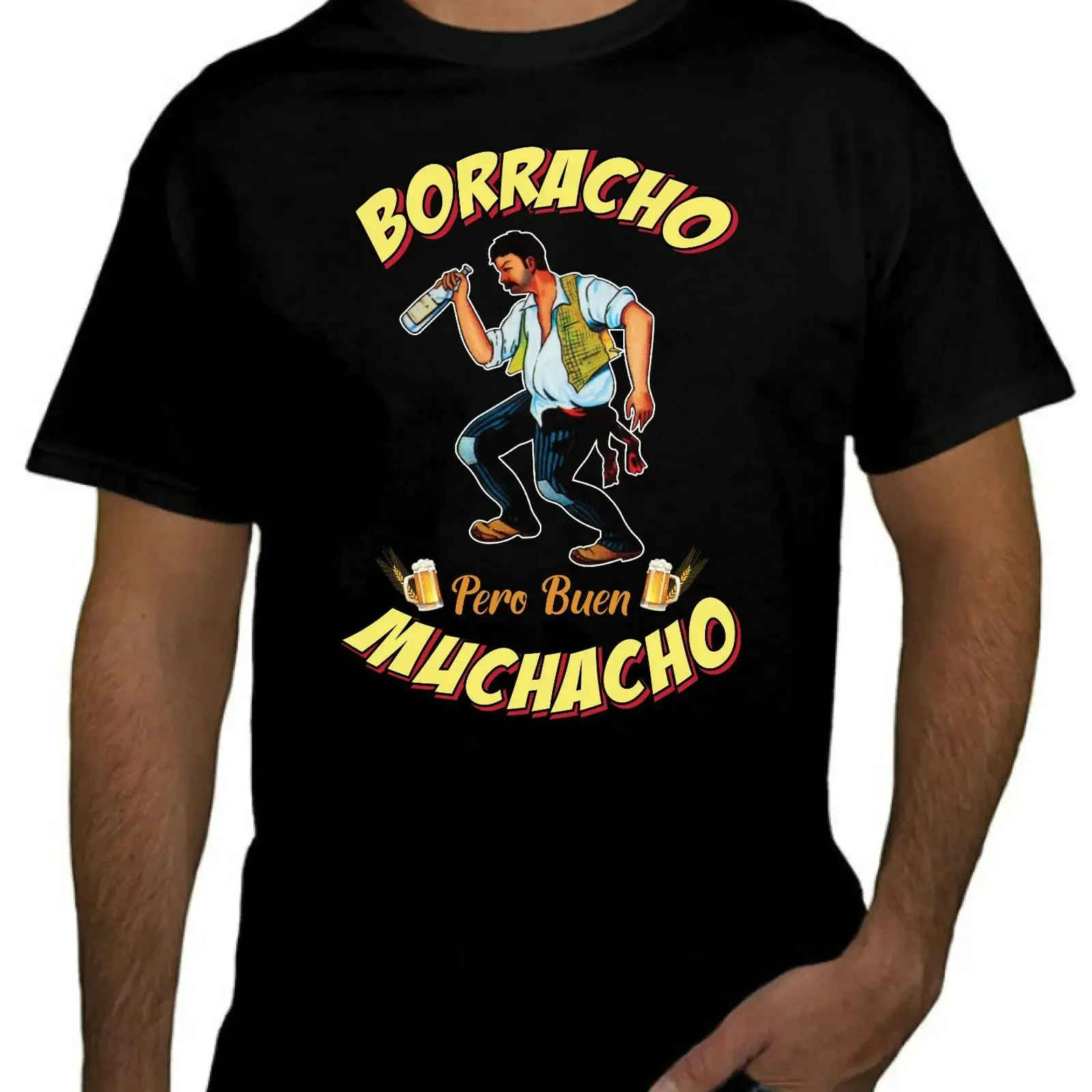 Футболка Borracho pero buen muchacho с забавным мексиканским принтом лотереи, винтажная, мягкая, стильная, универсальная, с небольшим графическим изображением.