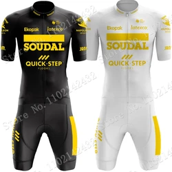 Maillot Soudal Quick Team 2023 Golden Cycling Jersey Set Black White Clothing Road Bike Shirts Suit Bicycle Bib Shorts MTB Wear