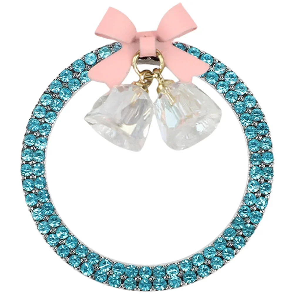 Light Blue Car Decorative Ring Versatile Fit Long-lasting Shine Light Reflection Unique Bow Style Elegant Design