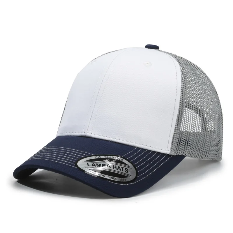 หมวกเบสบอลพิมพ์โลโก้ตามสั่งสำหรับผู้ชายและผู้หญิง หมวกตาข่ายระบายอากาศ หมวกทรงเป็ดเรียบง่ายและอเนกประสงค์