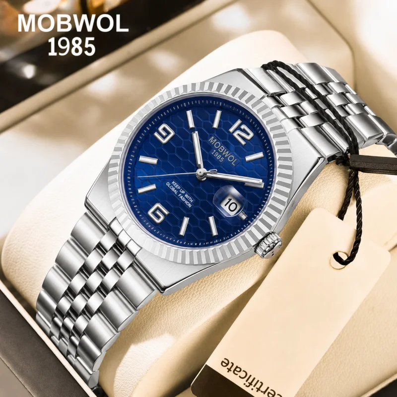

MOBWOL 2026 Sports Business Men's Watch Waterproof Night Light Stainless Steel Men's Clock Dating Luxury Men's Quartz Watch
