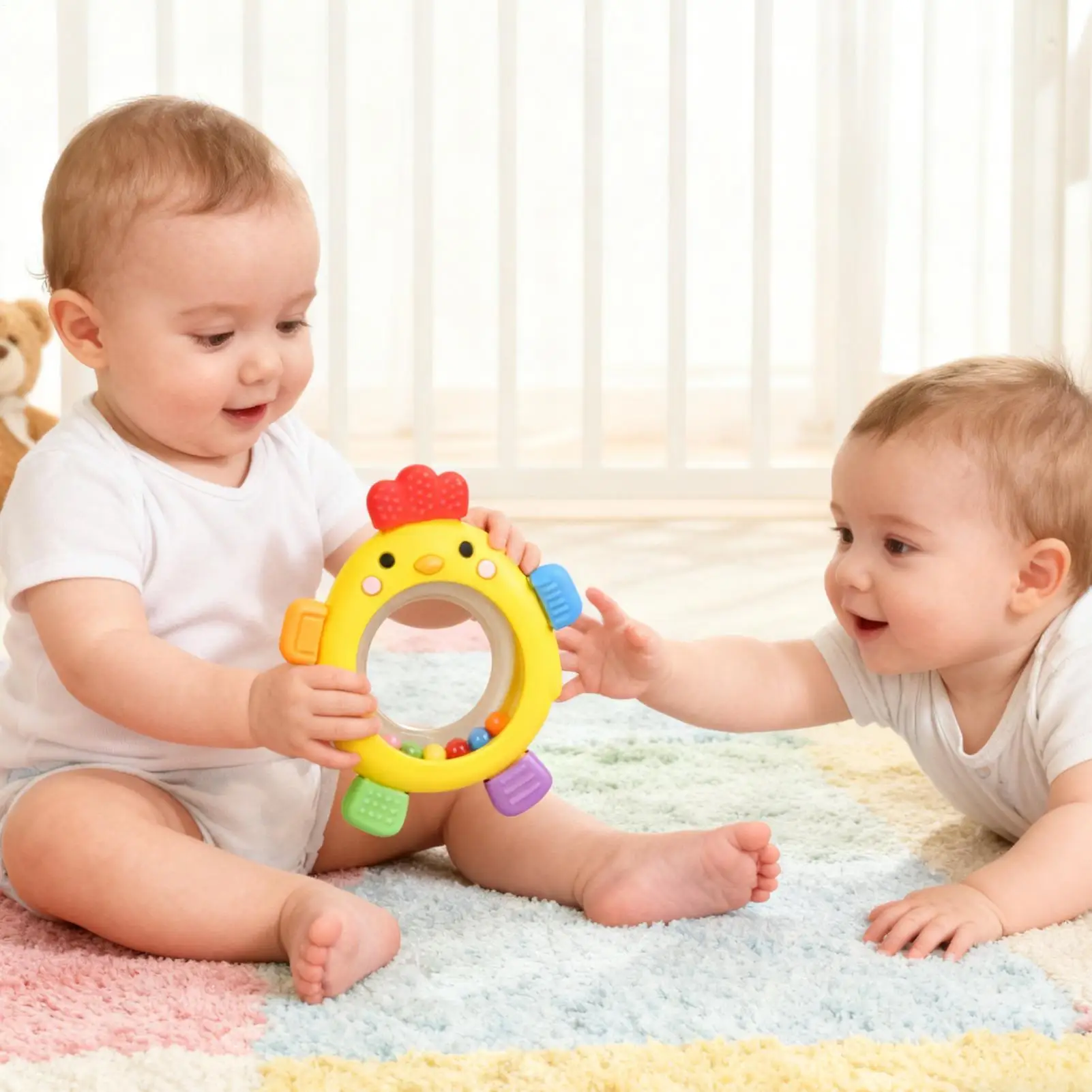 جديد شكل الفرخ سيليكون الطفل حلقة عضاضة القلق ألعاب التسنين 0-12 شهرا حشرجة الموت اللعب الحسية اللثة الإغاثة مهديء الطفل