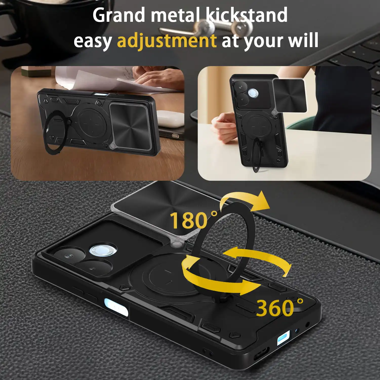 Чехол для Oppo A5 Pro 5G с магнитной раздвижной защитой камеры A3x A3 4G, вращающаяся на 360 градусов подставка, бронированное кольцо, Funda Capa