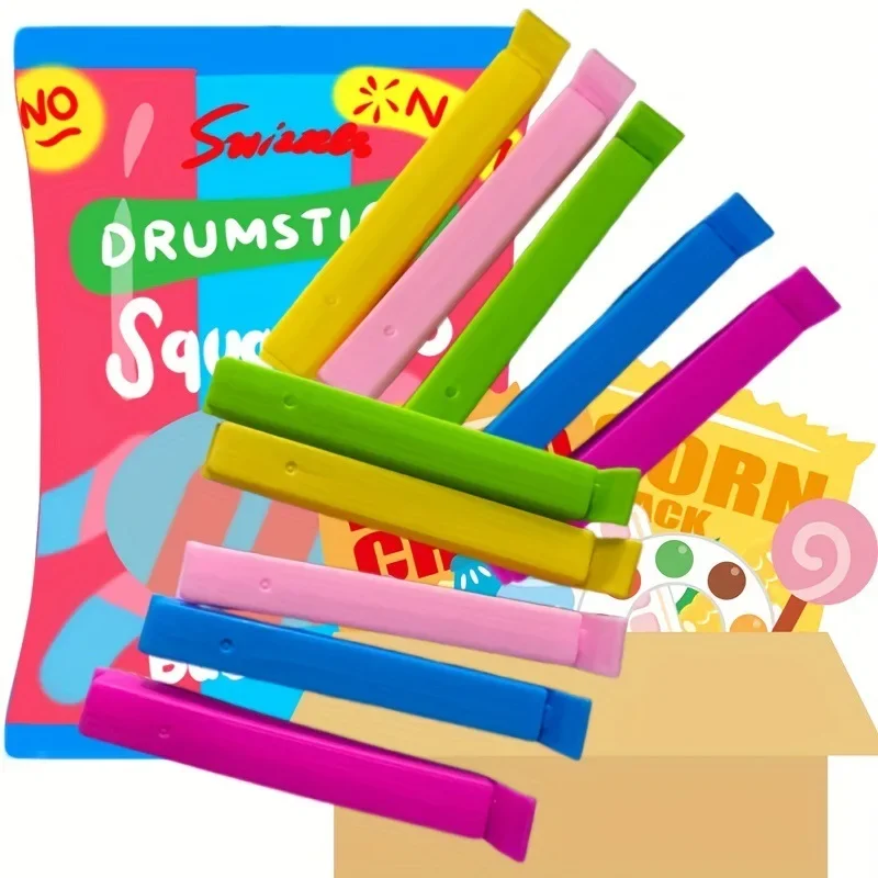

Plastic Food Bag Sealing Clips Colorful Candy Snack Bag Sealer Airtight Preservation Clips for Kitchen Storage and Organization