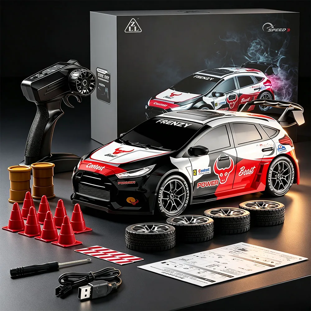 2.4g 1:24 High Speed Drift Car Model RC Car With LED Lights 4wd Off-Road Rally Racing Cars Outdoor Remote Control Toys Boys Gift