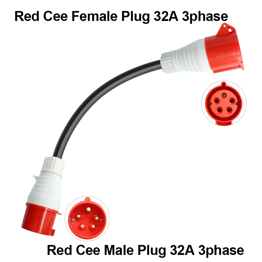 PEOKE-Adaptateur chargeur EV Schuko vers prise CEE rouge, 5 broches, 1 phase, 16A à 3 phases, 32A femelle, prise CEE bleue pour chargement portable