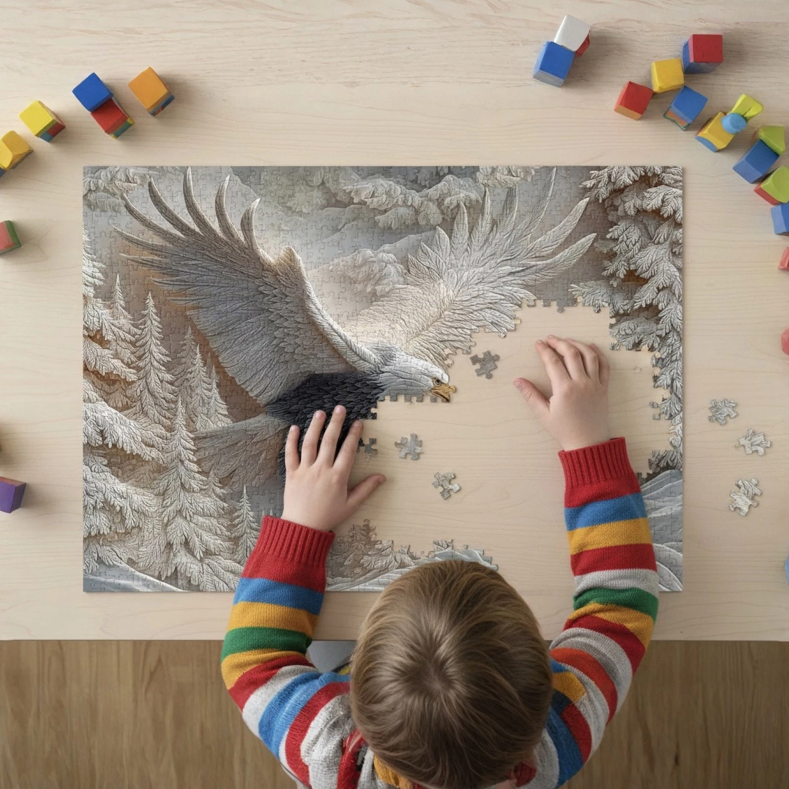 Gesneden adelaar puzzel 1000-delige puzzel Uitdagende adelaar Wildlife Art Design puzzels Spel voor volwassenen Familieactiviteit en woondecoratie