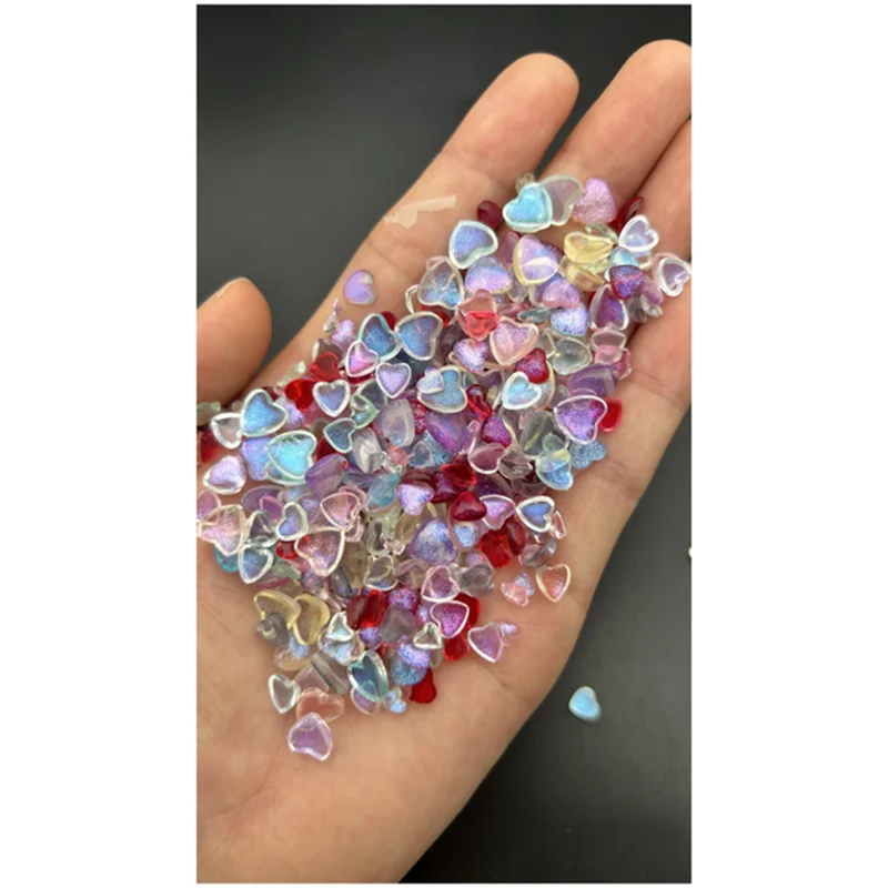 50PCS Accessories Resin Kawaii Nail Art Charms Cartoon Heart Nail Decorations Mixed Size Bulk Manicure Rhinestones Jewelry DIY