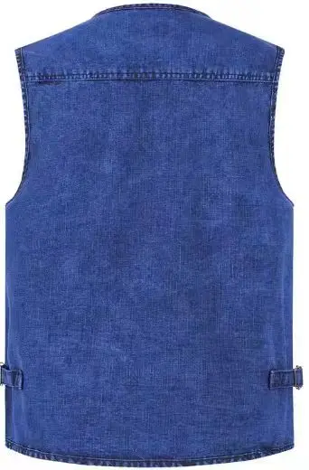 Herren-Jeansweste, Gewaschene Schneeflocken-Jeansweste, Geeignet für Freizeitaktivitäten, Angeln und Sport, mit Mehreren Taschen – Detail 2