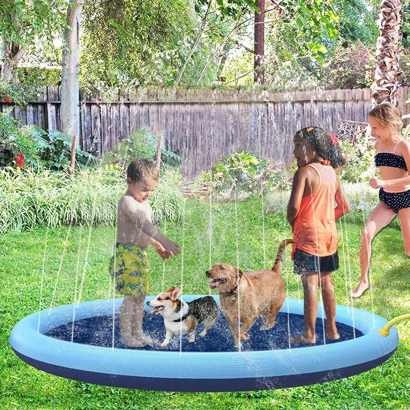 

New Pvc Environmental Protection Thickened Pet Spray Mat Swimming Ring Folding Pool Outdoor Sprinkler Mat, Pet Water Bed Ice Mat