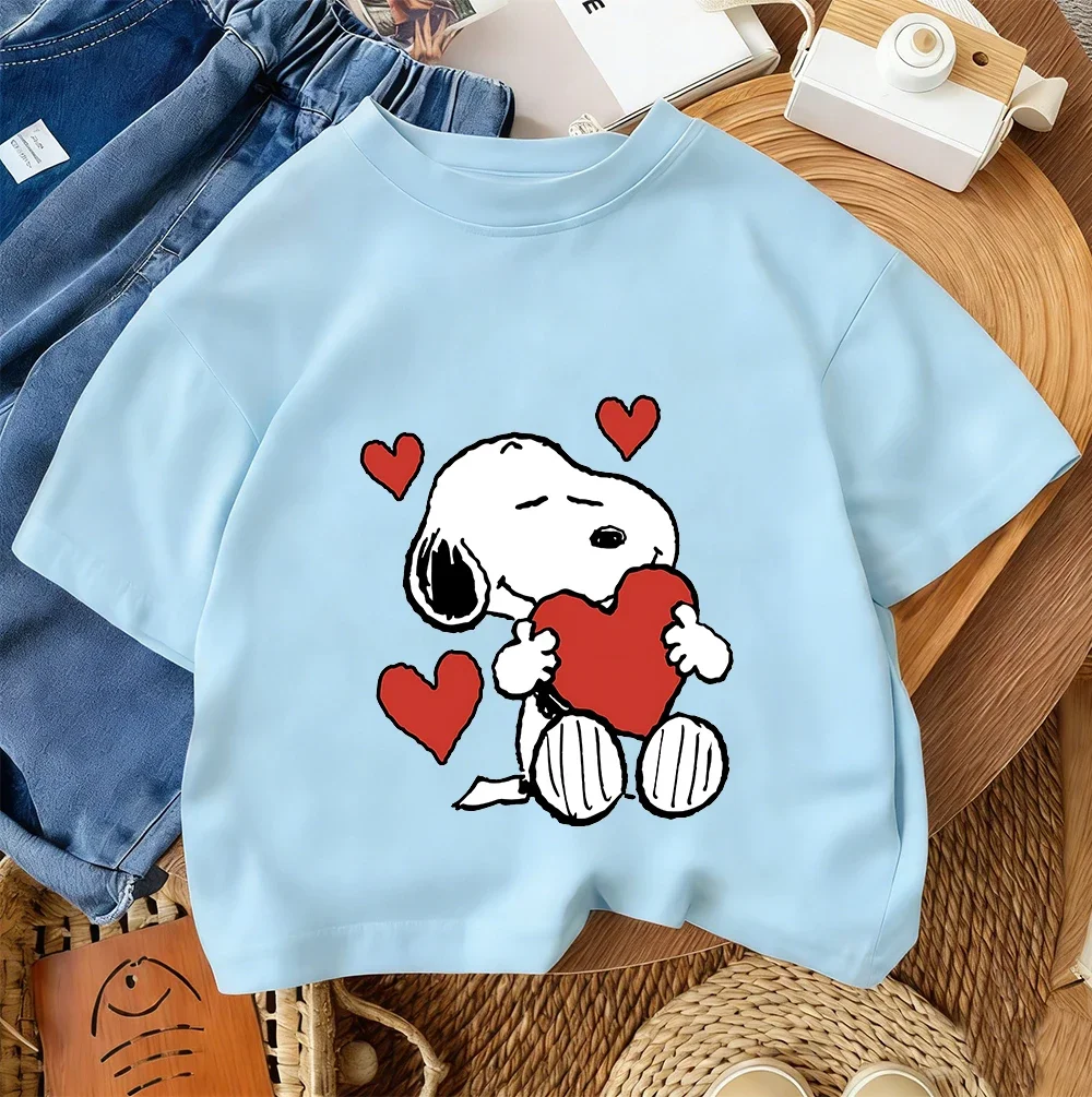 Kawaii Printed Short Sleeve Tee Summer Casual Trendy Cartoon Kids Shirt Snoopy Children 3 14