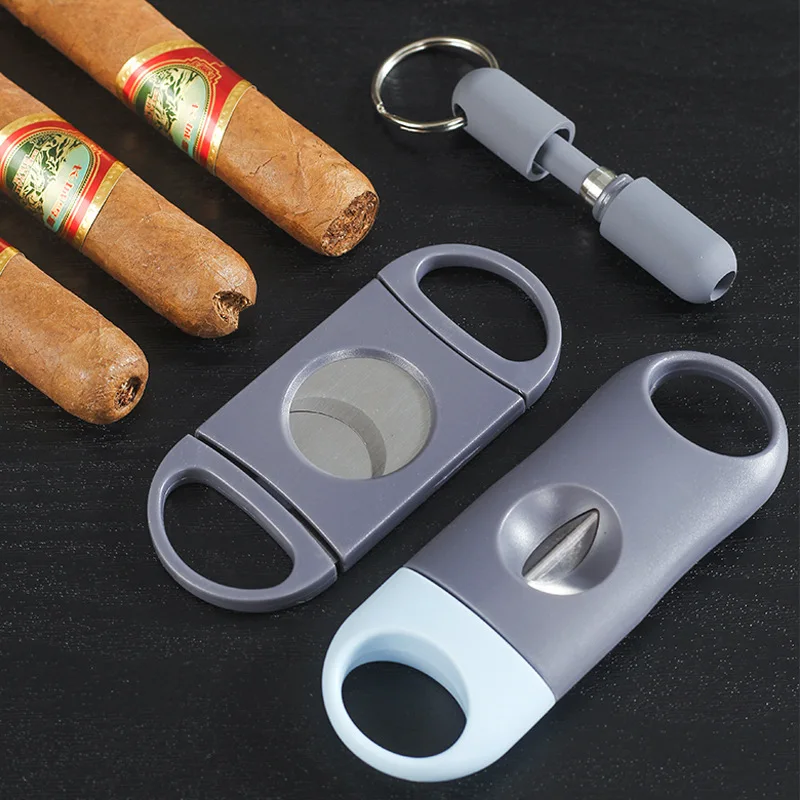 Cigar Tool Set 3 Pcs Double Blade Cigar Cutter Stainless Steel V-Cut Punch Hole Opener Smoking Accessories
