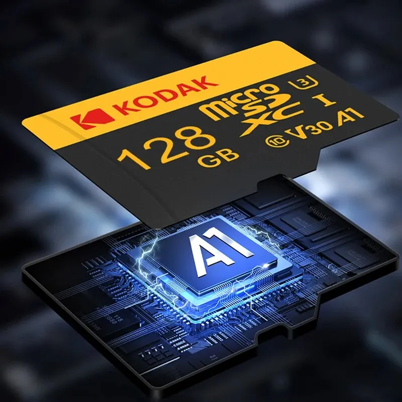 KODAK-Micro tarjeta grabadora de conducción, tarjeta de memoria Micro SD de 128GB para teléfono móvil, PC, auricular, altavoz, cámara HD, interruptor de juego