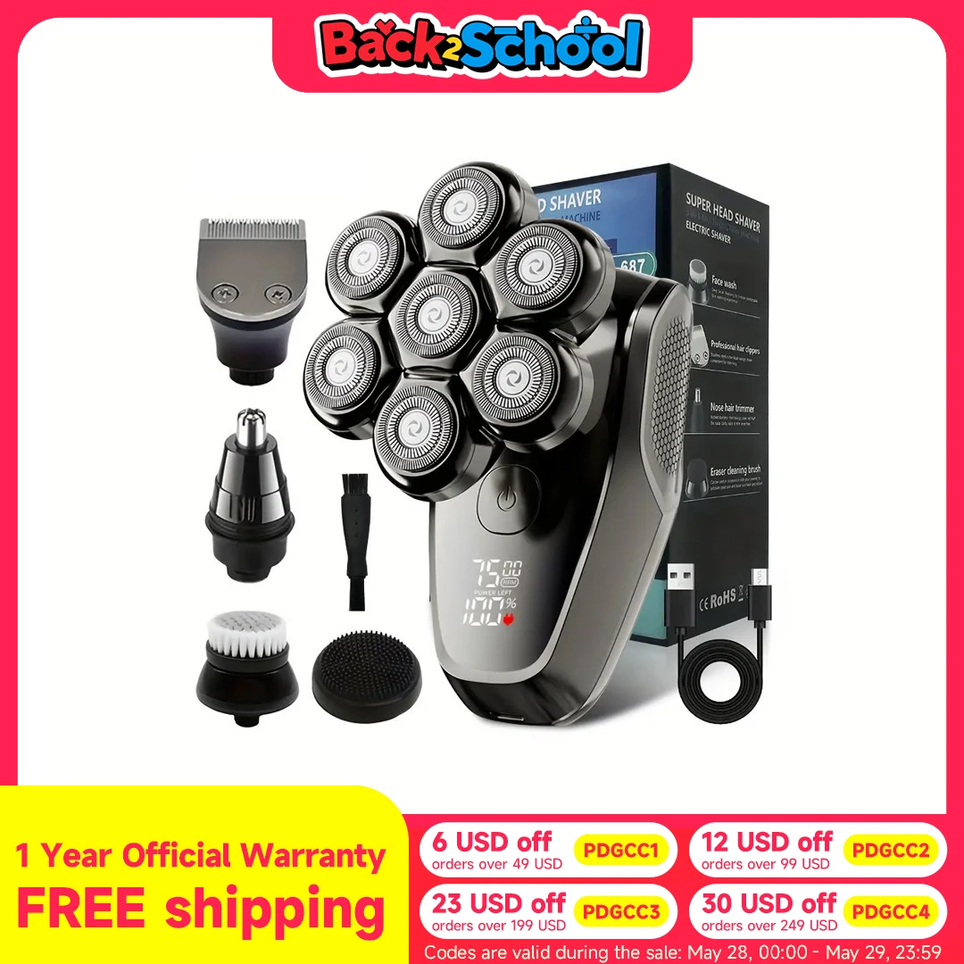 

Электрическая бритва DOCOLAB, бритва, аккумуляторная беспроводная машинка для стрижки волос, машинка для стрижки волос, триммер для лысины, 5 в 1, домашний выбор