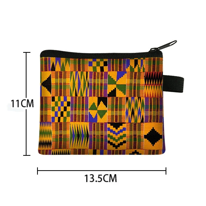 African Pattern Print Women\'s Coin Purse Ladies Portable Wallet Afro Girls Lipstick Holder Money Coin Bag