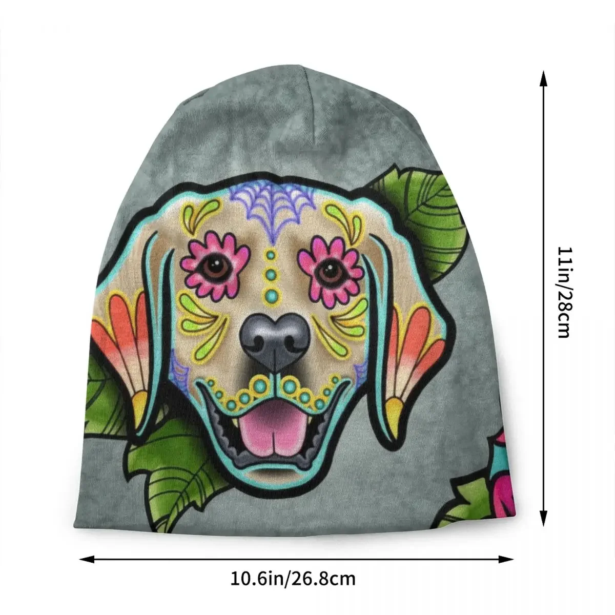 Day Of The Dead Golden Retriever Bonnet Hats Cool Knitted Hat For Women Men Winter Warm Sugar Skull Dog Skullies Beanies Caps