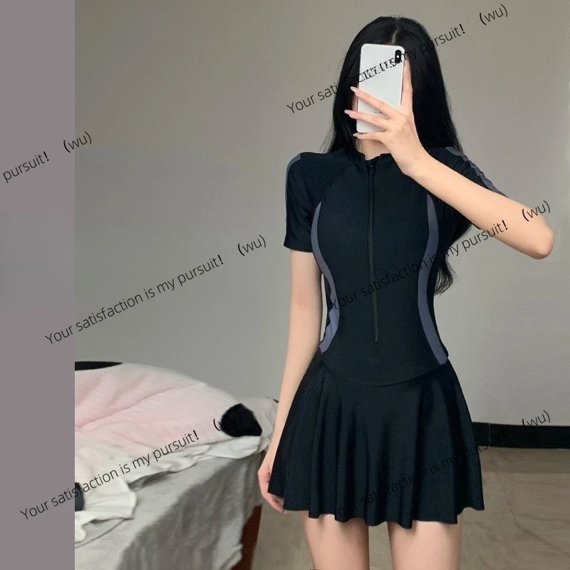 

ZOCI-Women's one-piece sports swimsuit, hot spring swimsuit, slim dress, simple and conservative, resort style