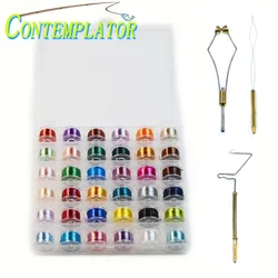 25/36pcs Assorted 180D High Tensile Fly Tying Threads&Ceramic Tip Bobbin Holder Whip Finisher Threader Fly Tying Tools
