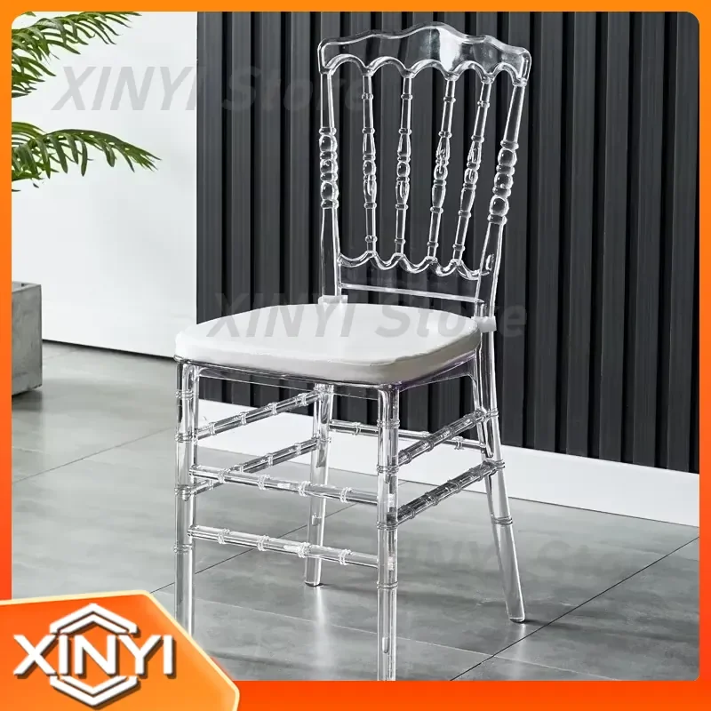 Crystal Dining Chair for Events Banquet Wedding Outdoor Hotel Commercial Furniture Transparent Leisure Back Chair for Home