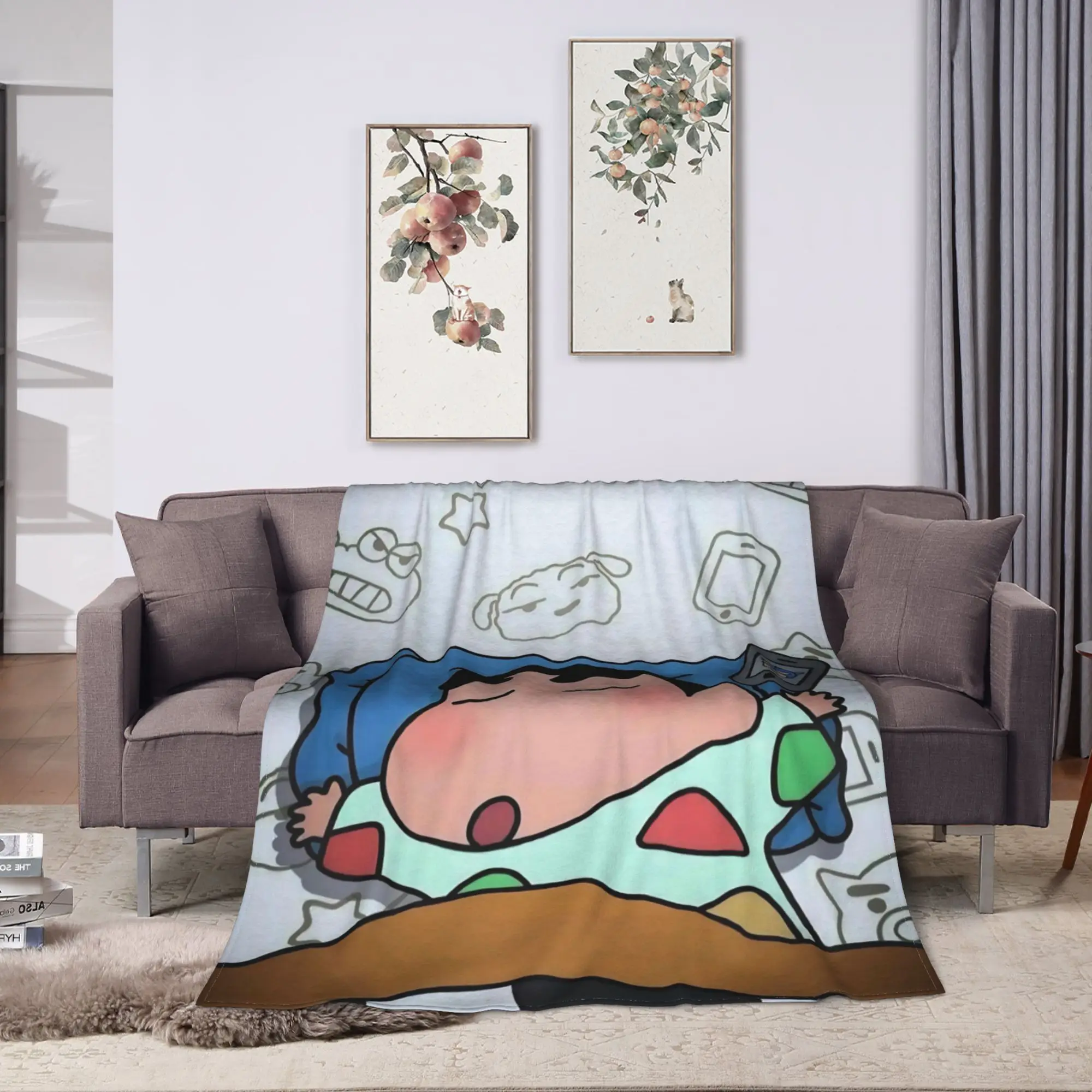 Soft Warm Blanket Travel Crayon Shin-chan Christmas Throw Blanket  Flannel Bedspread For Couch Chair Sofa Bed Fluffy Sofa Bed