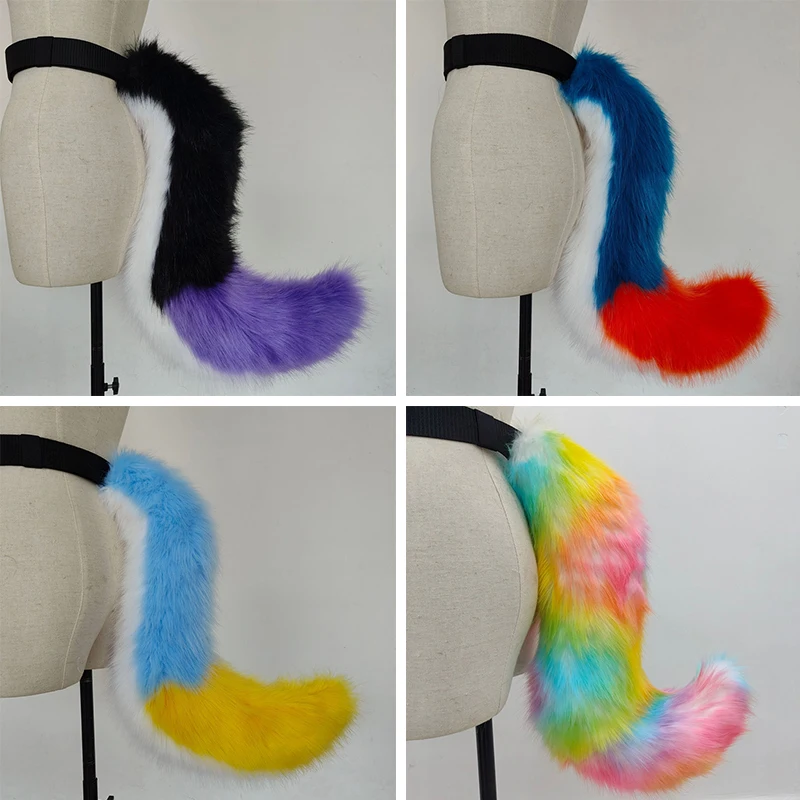 手作りの毛皮のオオカミの尻尾、女の子用ぬいぐるみコスプレアクセサリー、フェイクファーのオオカミの尻尾、ロリータコスプレ、動物の尻尾、ハロウィンパーティー、子供へのギフト