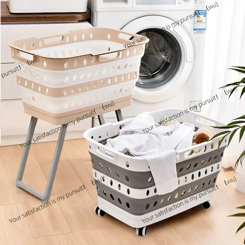 

Folding bath laundry basket with bracket Portable large-capacity multi-functional storage laundry basket Household folding