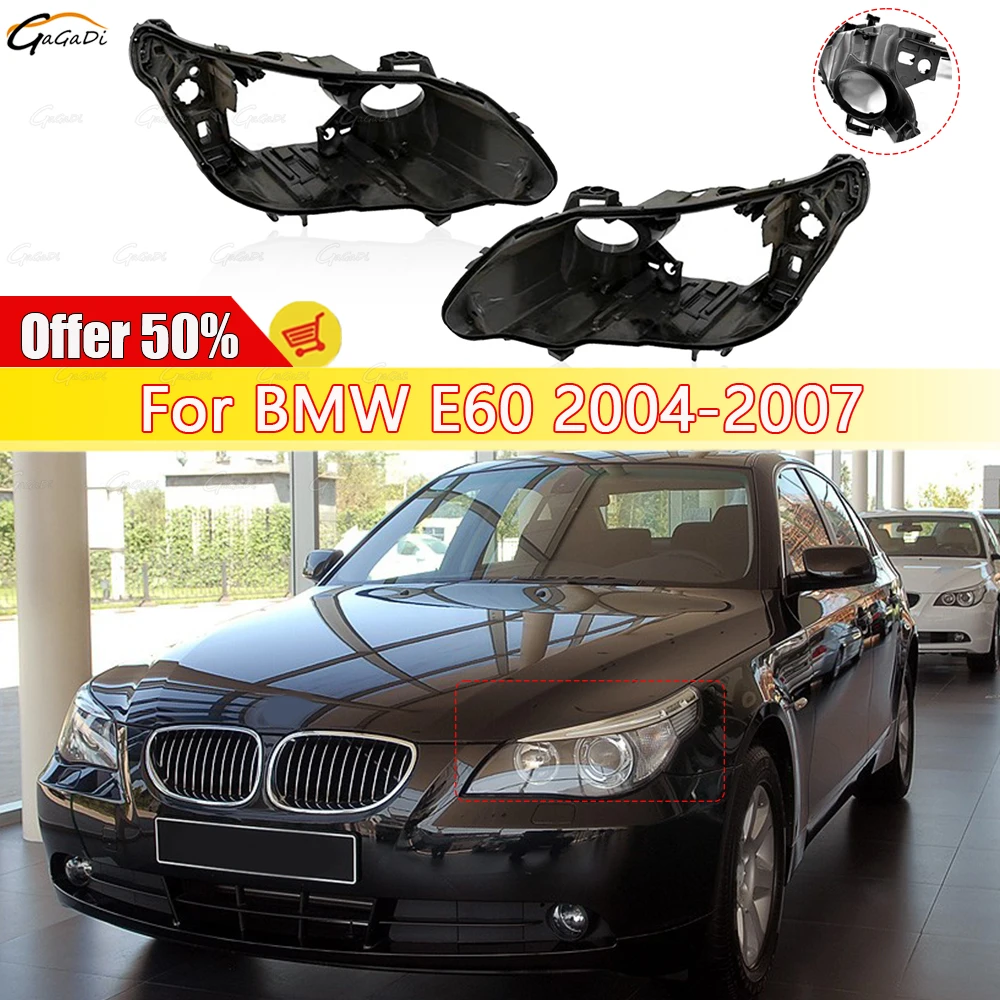 No AFS Headlight Housing Fit for BMW M5 E60 520i 523i 525i 2004-2007 D1S Base Model Base Black House with Flexible Hose