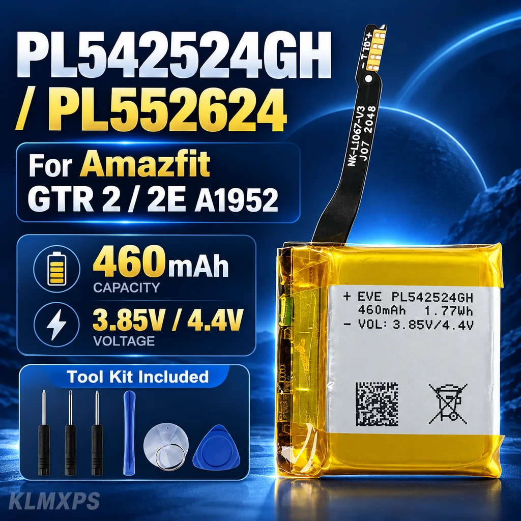Smart Watch Battery Replacement For Amazfit GTR 2 and 2E A1952, PL542524GH PL552624 PL542524 542524, with Repair Tool Kit