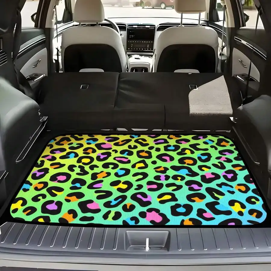 

Colorful Leopard Print Car Trunk Mat Anti-Slip Polyester Universal Fit