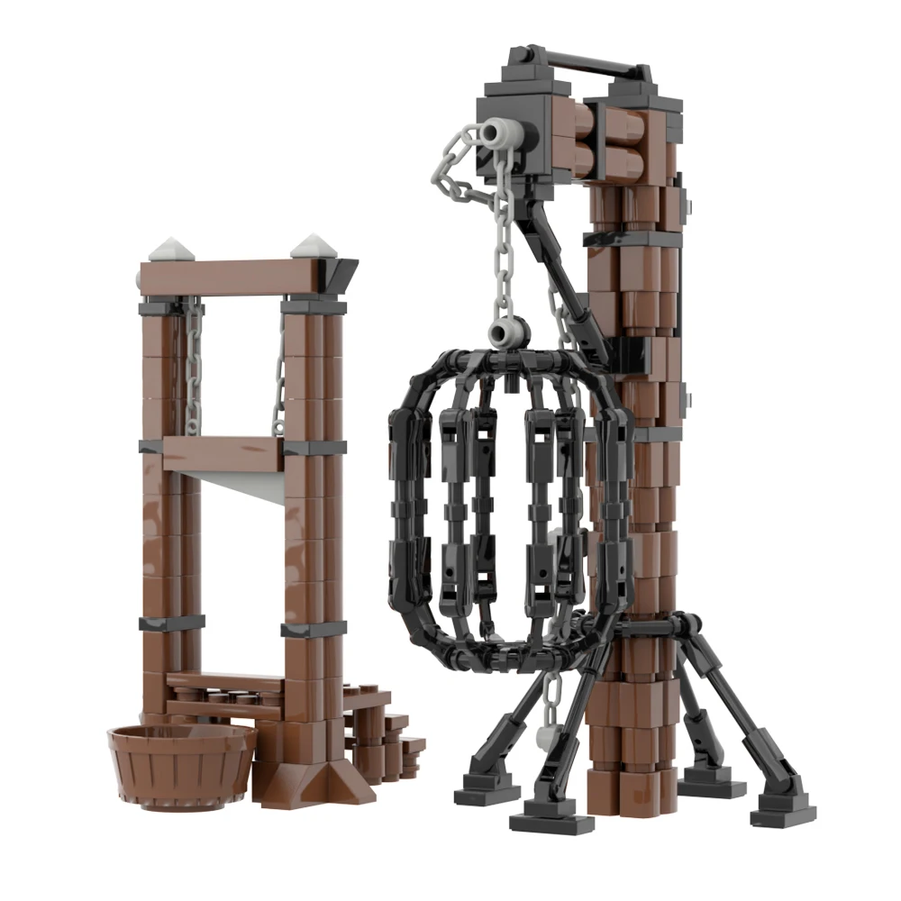 مجموعة مكعبات بناء مكونة من 3 قطع، وطاولة استفزاز، ومقصلة، ونموذج مكعبات بناء القفص المعلق، وديكور ملحقات الجسيمات الصغيرة