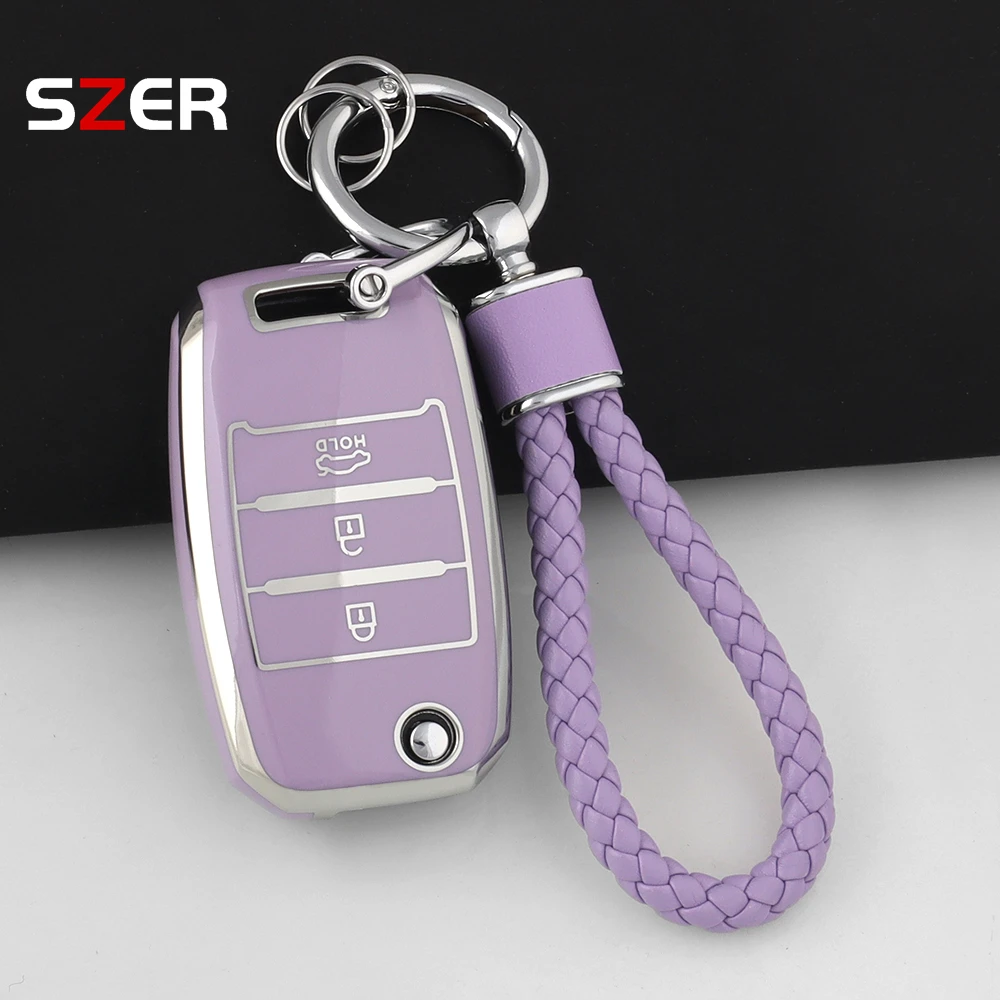 3-Tasten-TPU-Autoschlüsselhülle für KIA Rio 3 K2 Ceed Cerato K3 K5 Sorento Sportage Soul K4 Picanto Optima Forte Stinger