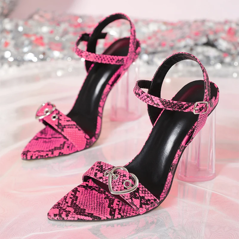 

Sexy Snake Ankle Strap Women's Sandals Party Nightclub Stripper Heels High Quality Crystal Heels Pointed Peep Toe Wedding Shoes