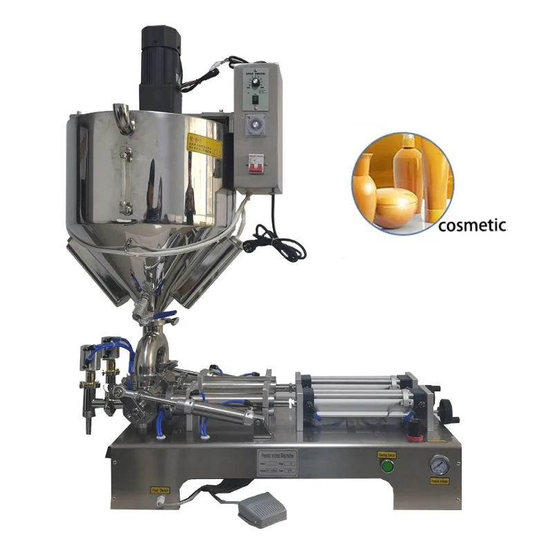 

Heating And Stirring Type Paste Filling Machine Pneumatic Piston Liquid Filler Shampoo Honey Juice Sauce Jam Gel Filling Machine