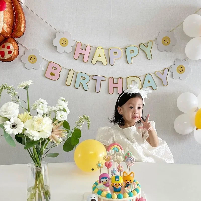 1-5pcs Birthday Flag Party Banner Flower ForHome Room Garland Children Flag Happy Birthday Party Atmosphere Decorations Supplies image 3