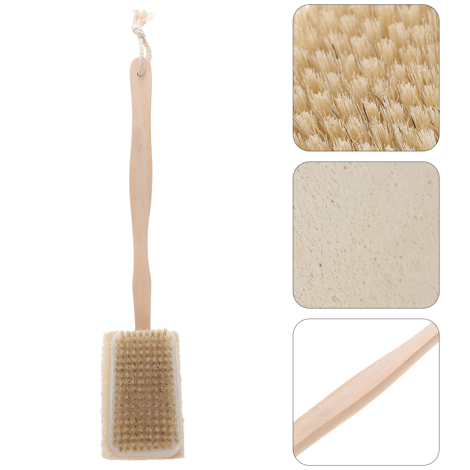 

Double-Sided Wooden Bath Brush Long Handle Natural Bristles Exfoliating Body Scrubber Spa Shower Massager Bath Brush