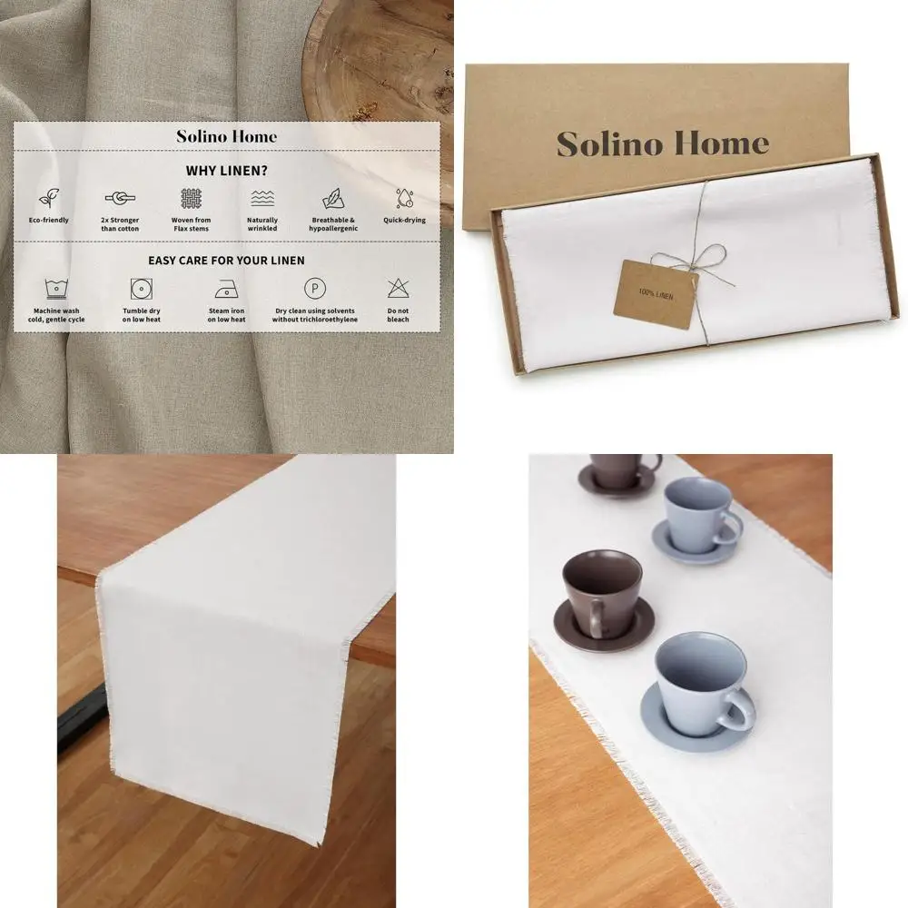 

Скатерть из чистого льна 14 x 120 — белая для сезонной столовой | Идеально подходит для осени, осени, зимы, Дня Благодарения, Рождества, Холлиды