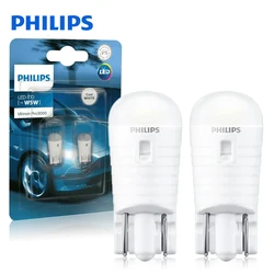 Philips LED T10 W5W Ultinon Pro3000 6000K White Turn Signal Lamps Car Interior Light Number Plate Door Bulbs 11961U30CWB2, 2pcs