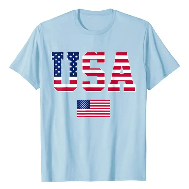 USA T-Shirt Women Men Patriotic US Flag 4th of July Apparel American Proud Graphic Tee Top Independence Day Clothes Novelty Gift