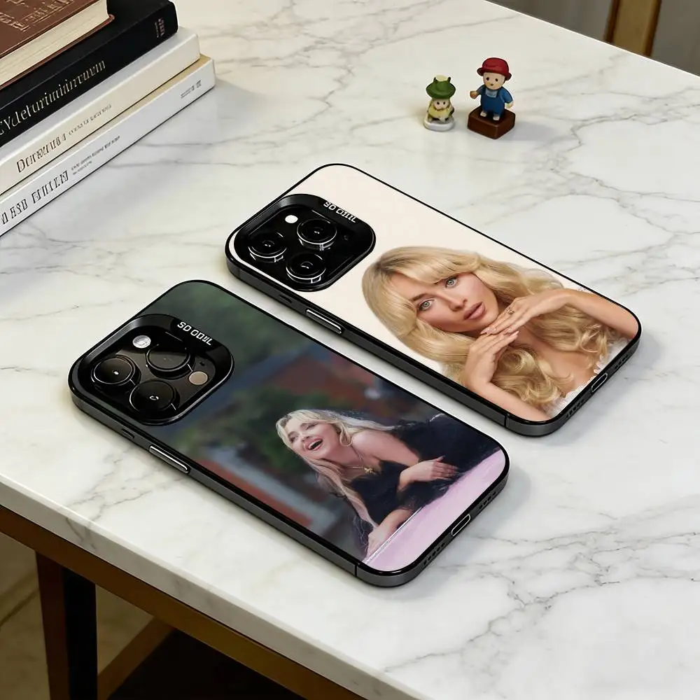 

S-Sabrina Carpenter Fan Phone Case For iPhone 17,16,15,14,13,12,11 Plus,Pro Max,XS,Colorful Silver Black Cover