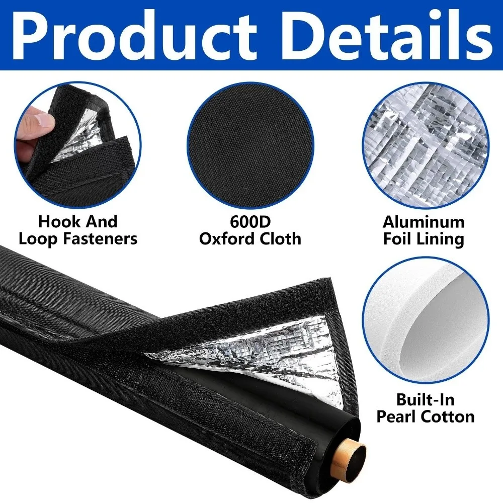 3-Layer HVAC Copper Pipe Insulation Cover 600D Oxford Weatherproof Copper Line Insulation Sleeve 72x10.2 in Durable