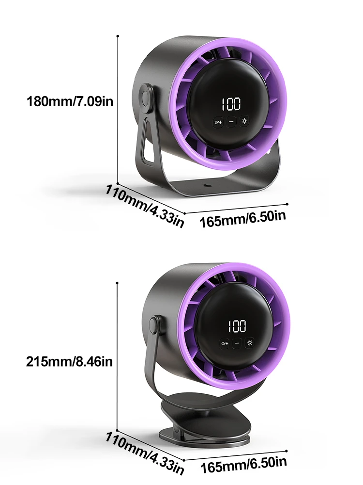 Desktop Fan 100 speed high-speed circulating fan For Household Use, 6-Inch Charging Digital Display Desktop Electric Turbo Fan