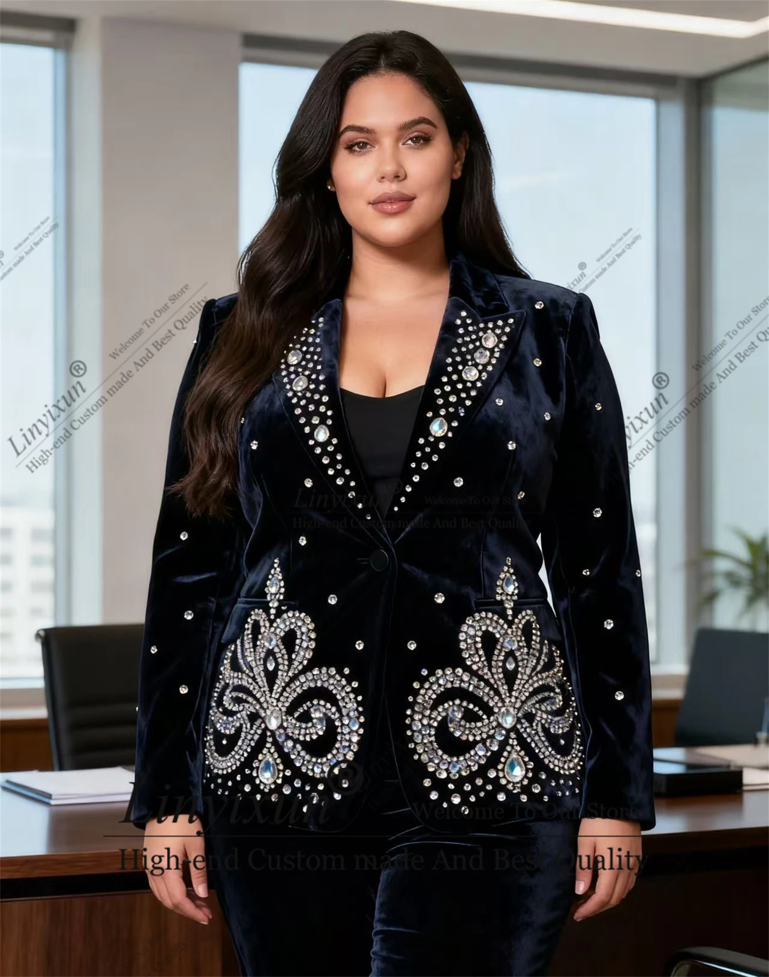 مزاجه لامعة من فساتين العروس المخملية المخصصة الفاخرة الصدر النساء الدعاوى مأدبة حفلة سهرة كوستوم نسائي 2 #1